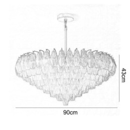 Designer Touch Decorative American Pendant Light Glass Ceiling Light Amber Transparent 90cm 14 Lights