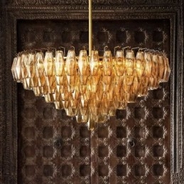 Designer Touch Decorative American Pendant Light Glass Ceiling Light Amber Transparent 90cm 14 Lights