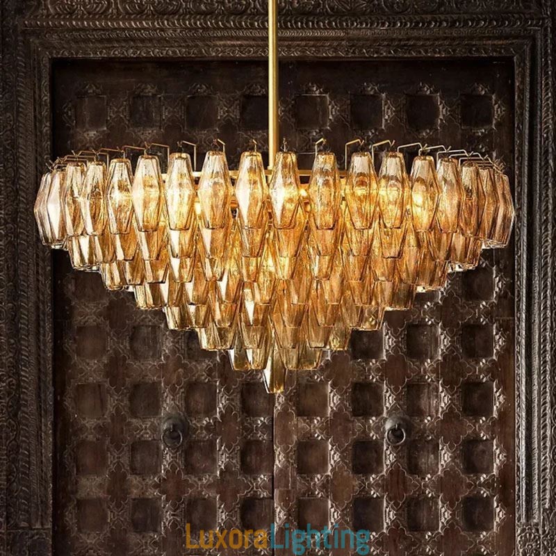 Designer Touch Decorative American Pendant Light Glass Ceiling Light Amber Transparent 90cm 14 Lights