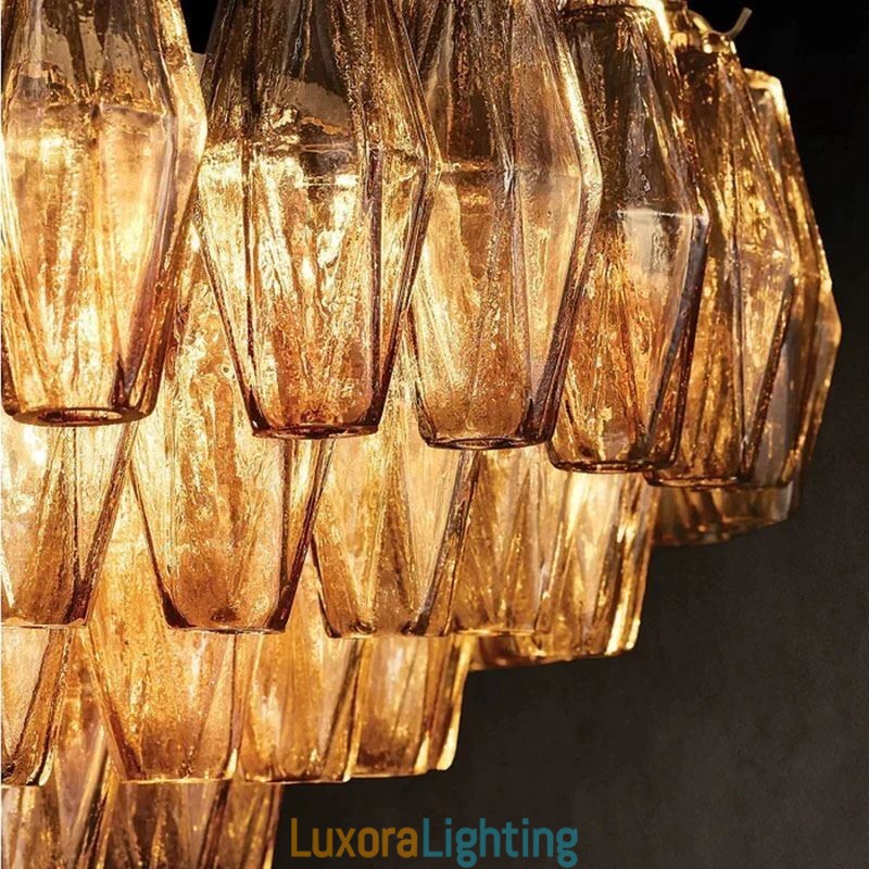 Designer Touch Decorative American Pendant Light Glass Ceiling Light Amber Transparent 90cm 14 Lights