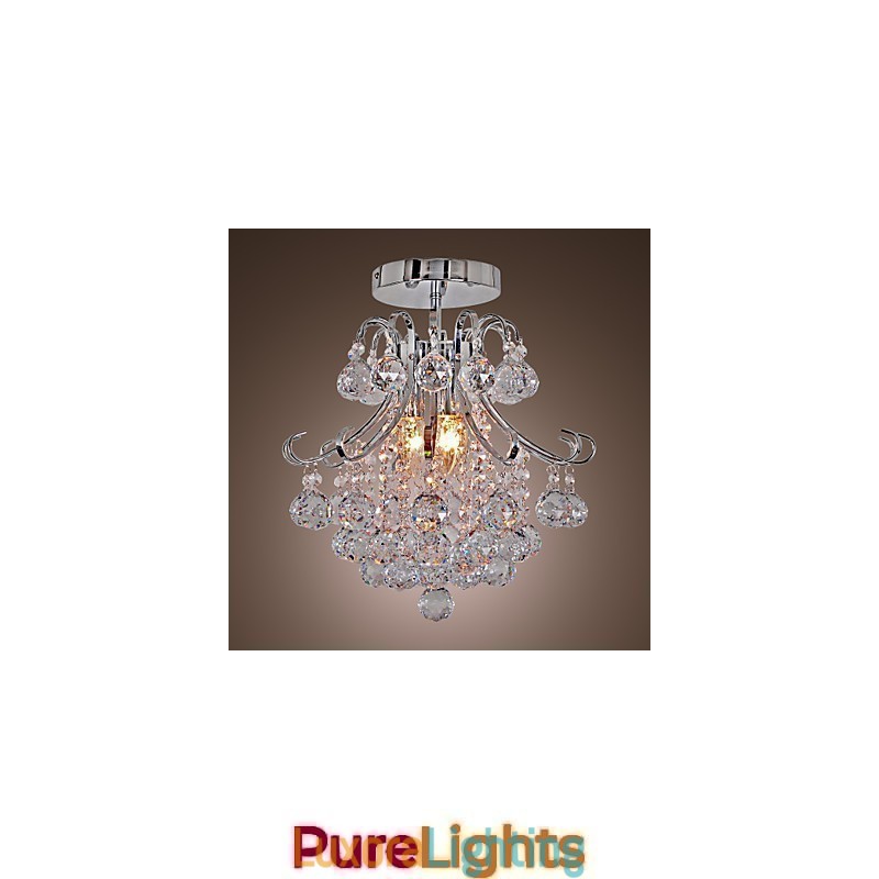Designer Touch Decorative Modern Contemporary Crystal Mini Style Electroplated Metal Chandelier Flush Mount