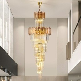 Designer Touch Decorative Tapered Crystal Pendant Light Luxury Duplex Ceiling Light