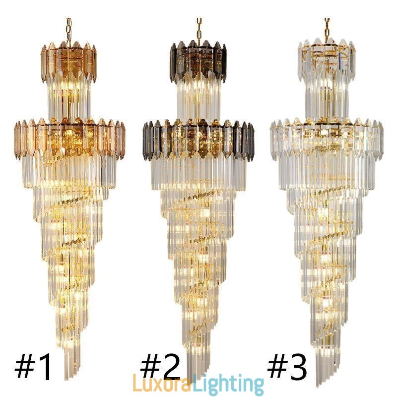Designer Touch Decorative Tapered Crystal Pendant Light Luxury Duplex Ceiling Light