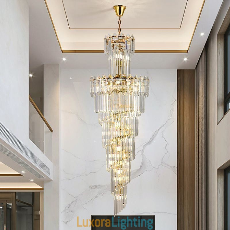 Designer Touch Decorative Tapered Crystal Pendant Light Luxury Duplex Ceiling Light