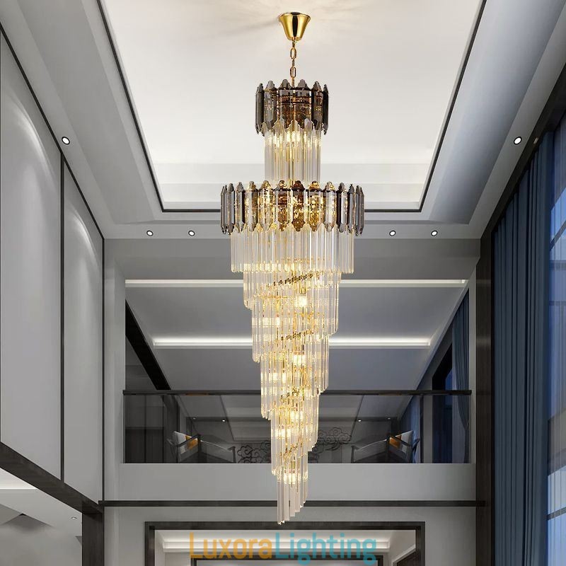 Designer Touch Decorative Tapered Crystal Pendant Light Luxury Duplex Ceiling Light