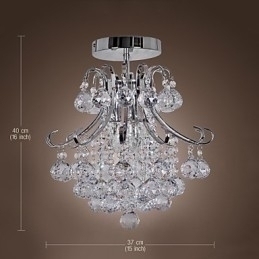Designer Touch Decorative Modern Contemporary Crystal Mini Style Electroplated Metal Chandelier Flush Mount