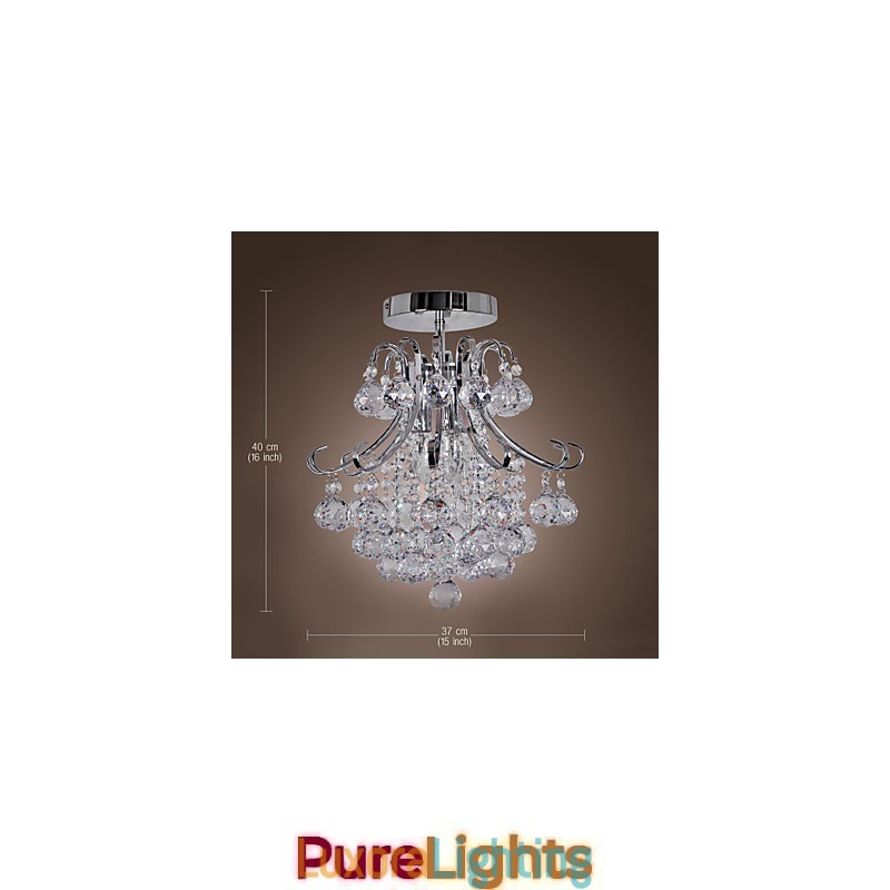 Designer Touch Decorative Modern Contemporary Crystal Mini Style Electroplated Metal Chandelier Flush Mount