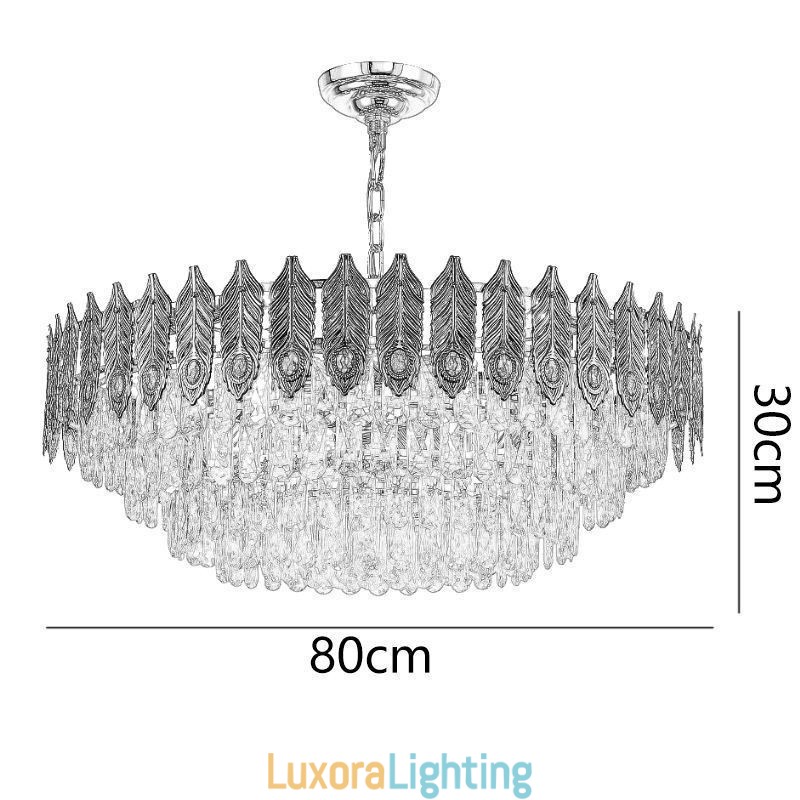 Designer Touch Decorative Golden Feather Crystal Pendant Light Duplex Ceiling Light