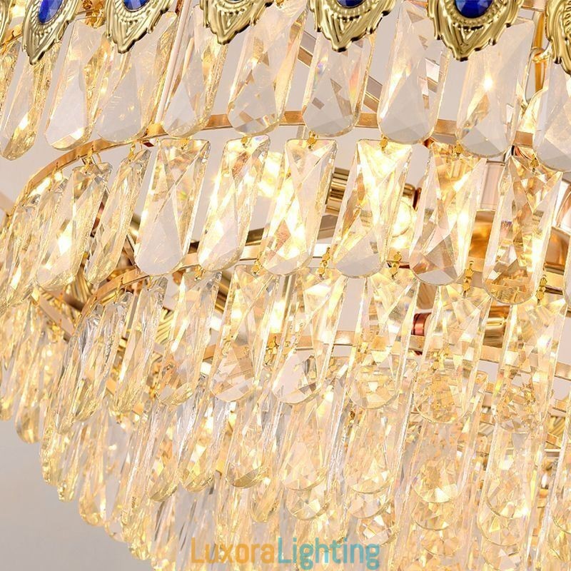 Designer Touch Decorative Golden Feather Crystal Pendant Light Duplex Ceiling Light
