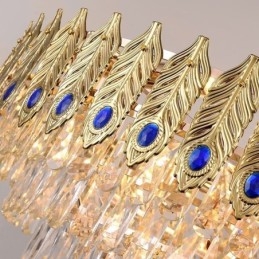 Designer Touch Decorative Golden Feather Crystal Pendant Light Duplex Ceiling Light