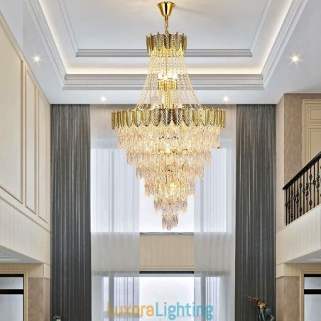 Designer Touch Decorative Tapered Crystal Pendant Light Eye catching Duplex Ceiling Light