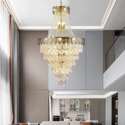 Designer Touch Decorative Tapered Crystal Pendant Light Eye catching Duplex Ceiling Light