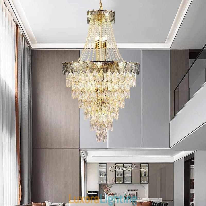 Designer Touch Decorative Tapered Crystal Pendant Light Eye catching Duplex Ceiling Light