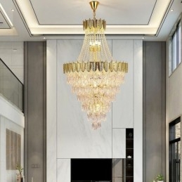 Designer Touch Decorative Tapered Crystal Pendant Light Eye catching Duplex Ceiling Light