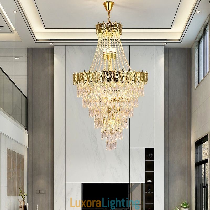 Designer Touch Decorative Tapered Crystal Pendant Light Eye catching Duplex Ceiling Light