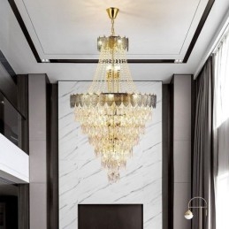 Designer Touch Decorative Tapered Crystal Pendant Light Eye catching Duplex Ceiling Light