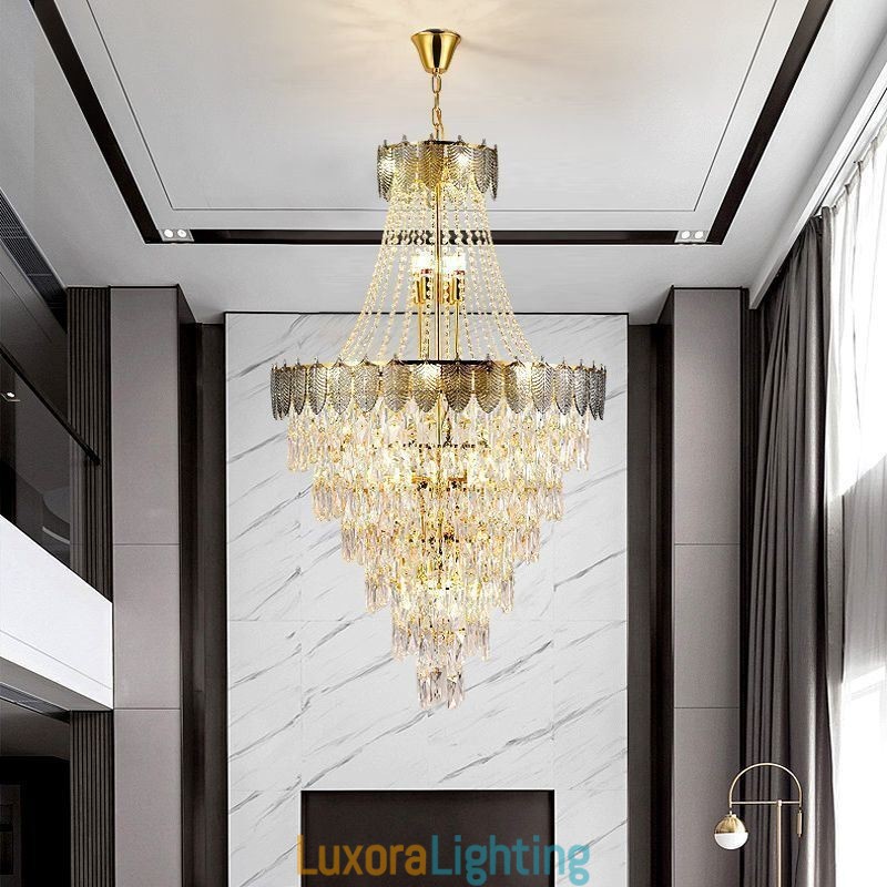 Designer Touch Decorative Tapered Crystal Pendant Light Eye catching Duplex Ceiling Light