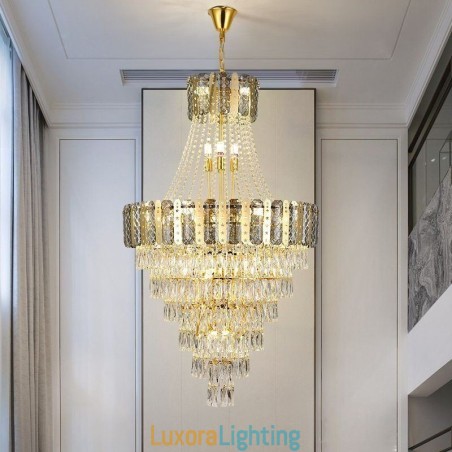 Designer Touch Decorative Tapered Crystal Pendant Light Exquisite Duplex Ceiling Light