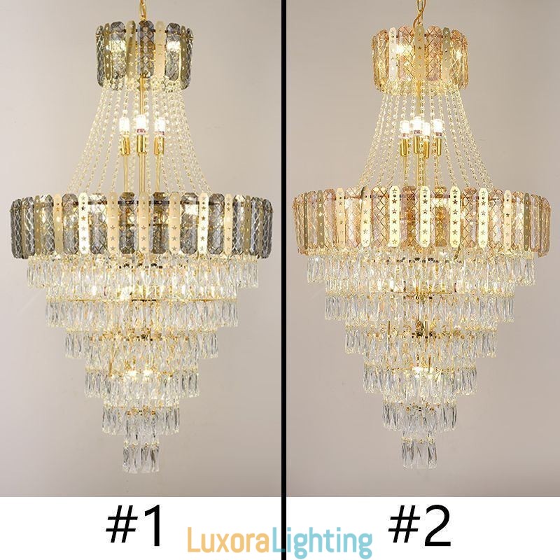 Designer Touch Decorative Tapered Crystal Pendant Light Exquisite Duplex Ceiling Light