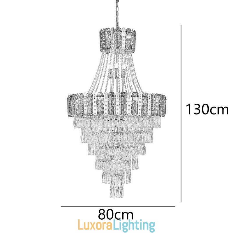 Designer Touch Decorative Tapered Crystal Pendant Light Exquisite Duplex Ceiling Light
