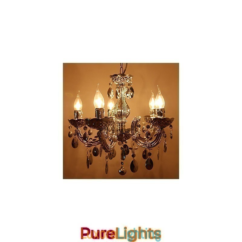 Designer Touch Decorative Modern Silver Acrylic Crystal Style Chandelier With 5 Lights