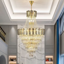 Designer Touch Decorative Tapered Crystal Pendant Light Exquisite Duplex Ceiling Light