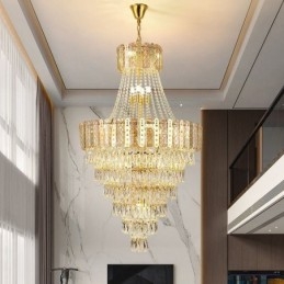Designer Touch Decorative Tapered Crystal Pendant Light Exquisite Duplex Ceiling Light