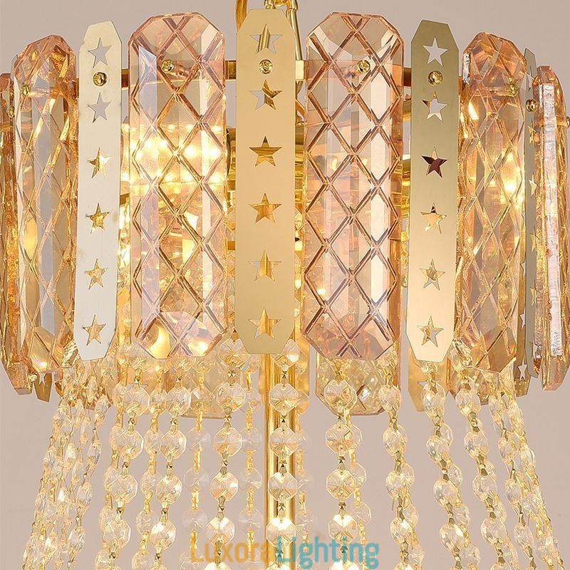 Designer Touch Decorative Tapered Crystal Pendant Light Exquisite Duplex Ceiling Light
