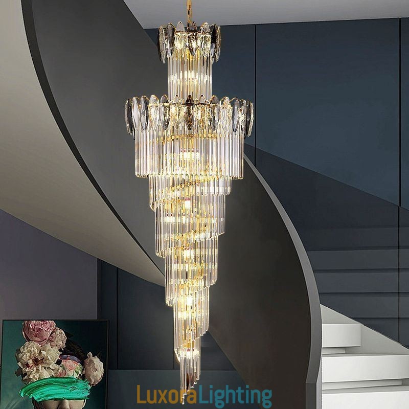Designer Touch Decorative Crystal Pendant Light Duplex Tapered Ceiling Light 70cm