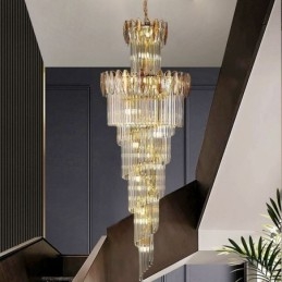 Designer Touch Decorative Crystal Pendant Light Duplex Tapered Ceiling Light 70cm