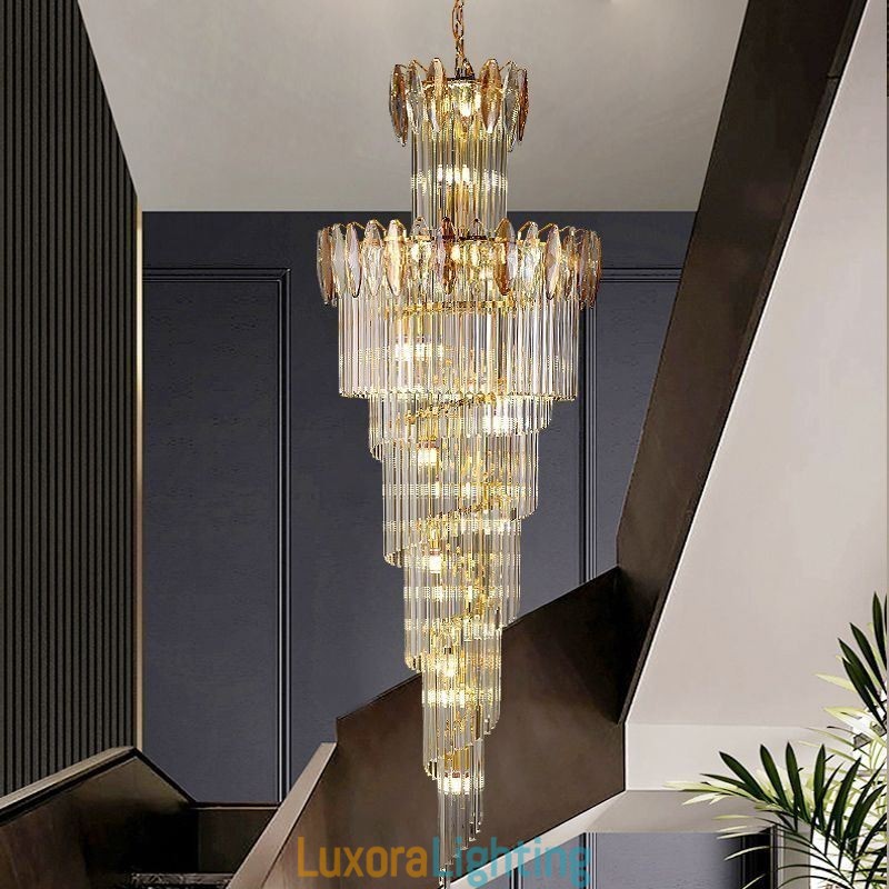 Designer Touch Decorative Crystal Pendant Light Duplex Tapered Ceiling Light 70cm