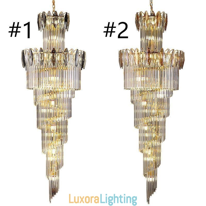 Designer Touch Decorative Crystal Pendant Light Duplex Tapered Ceiling Light 70cm