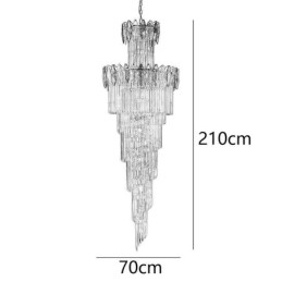 Designer Touch Decorative Crystal Pendant Light Duplex Tapered Ceiling Light 70cm