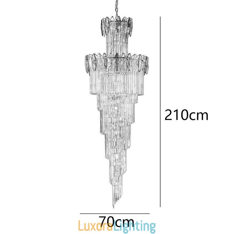 Designer Touch Decorative Crystal Pendant Light Duplex Tapered Ceiling Light 70cm