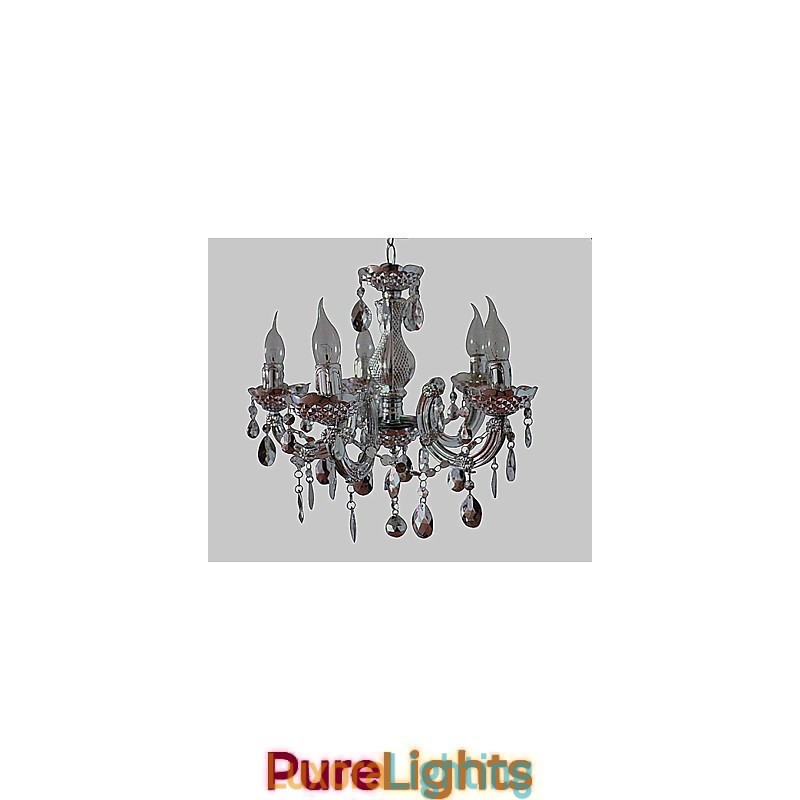 Designer Touch Decorative Modern Silver Acrylic Crystal Style Chandelier With 5 Lights