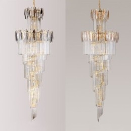 Designer Touch Decorative Crystal Pendant Light Duplex Tapered Ceiling Light 70cm