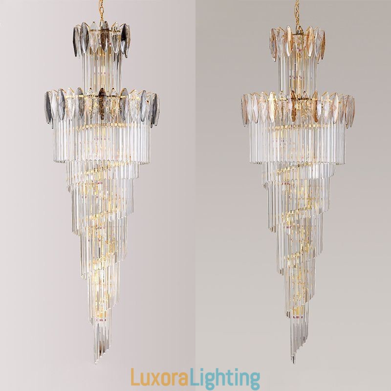 Designer Touch Decorative Crystal Pendant Light Duplex Tapered Ceiling Light 70cm