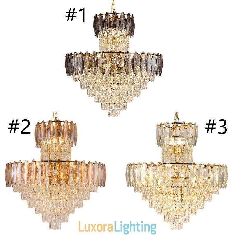 Designer Touch Decorative Tapered Crystal Pendant Light Duplex Ceiling Light 80cm