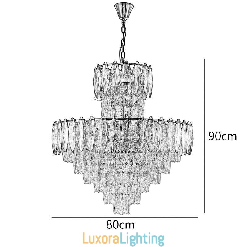 Designer Touch Decorative Tapered Crystal Pendant Light Duplex Ceiling Light 80cm