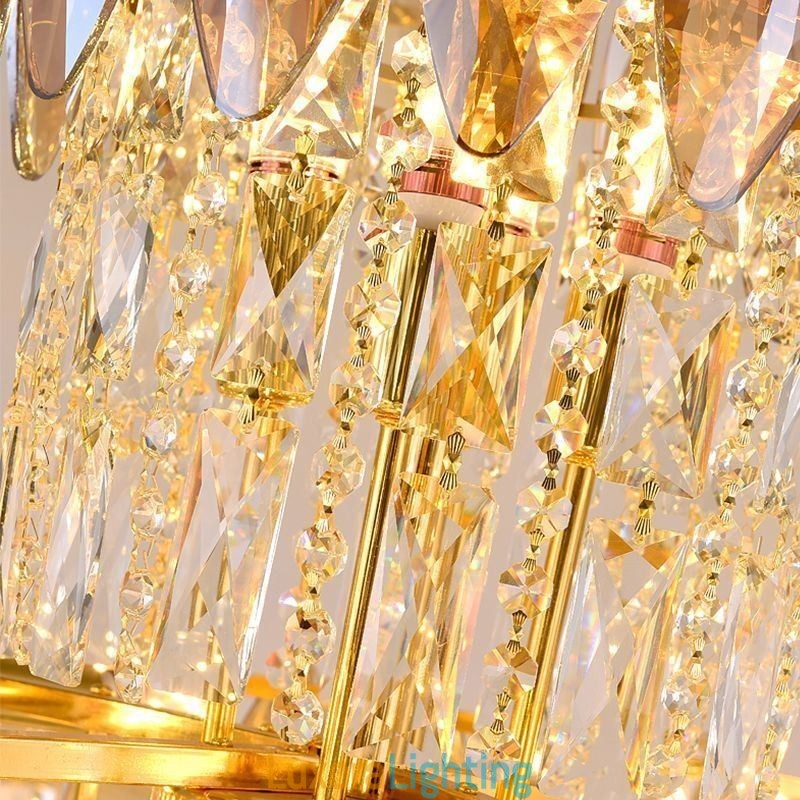 Designer Touch Decorative Tapered Crystal Pendant Light Duplex Ceiling Light 80cm