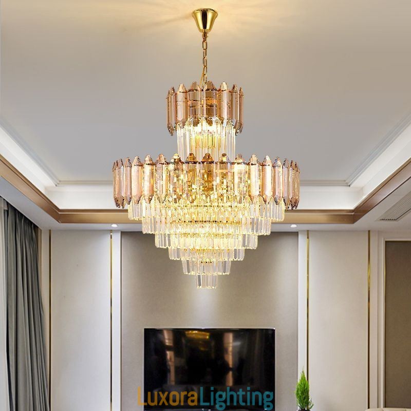 Designer Touch Decorative Tapered Crystal Pendant Light Duplex Ceiling Light