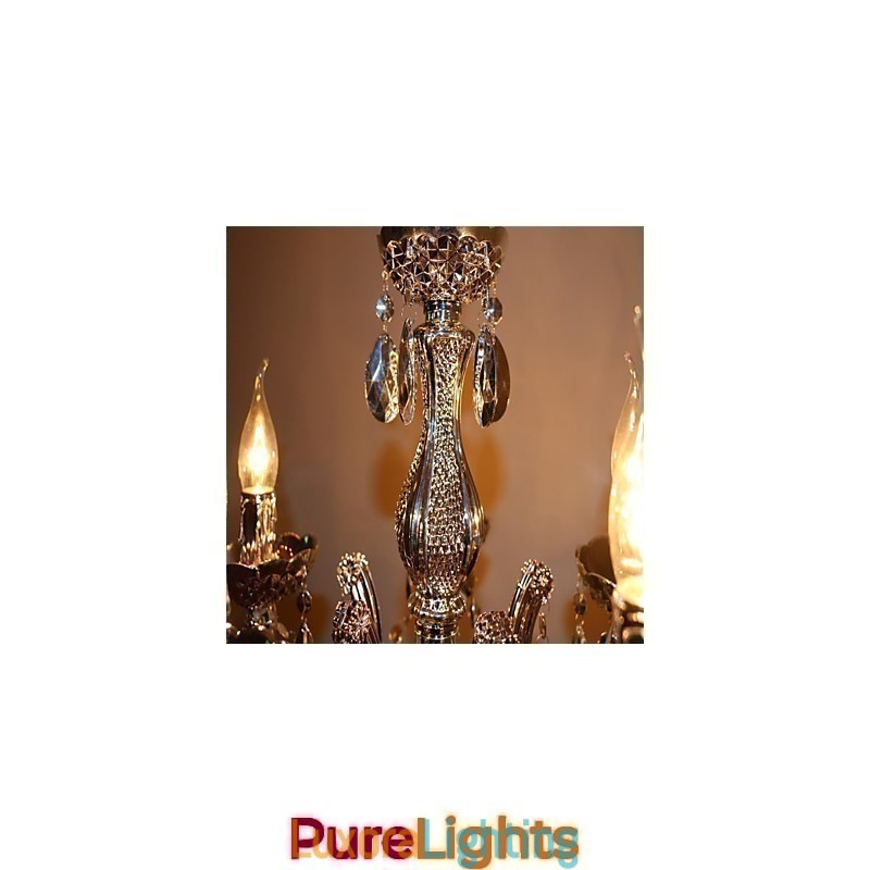 Designer Touch Decorative Modern Silver Acrylic Crystal Style Chandelier With 5 Lights