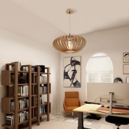 Designer Touch Decorative Log Basswood Ceiling Light 17cm Oval Wooden Lampshade