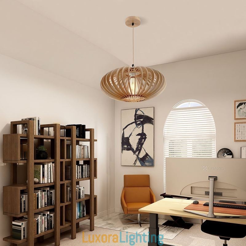 Designer Touch Decorative Log Basswood Ceiling Light 17cm Oval Wooden Lampshade