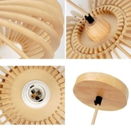 Designer Touch Decorative Log Basswood Ceiling Light 17cm Oval Wooden Lampshade