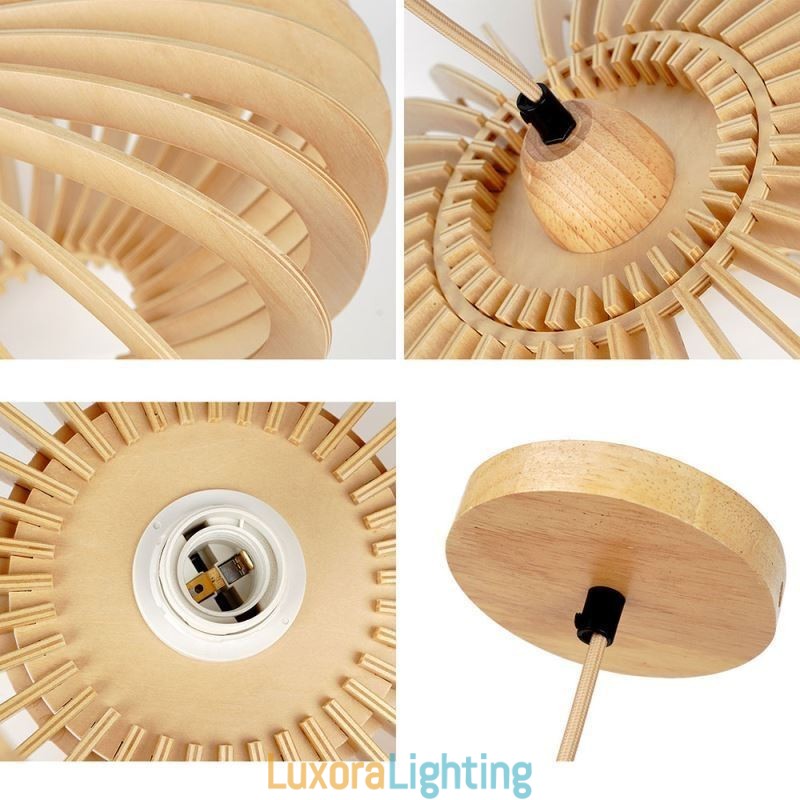 Designer Touch Decorative Log Basswood Ceiling Light 17cm Oval Wooden Lampshade
