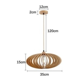 Designer Touch Decorative Log Basswood Ceiling Light 17cm Oval Wooden Lampshade