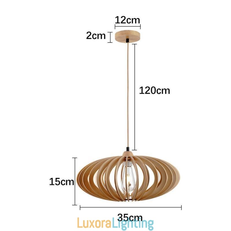 Designer Touch Decorative Log Basswood Ceiling Light 17cm Oval Wooden Lampshade