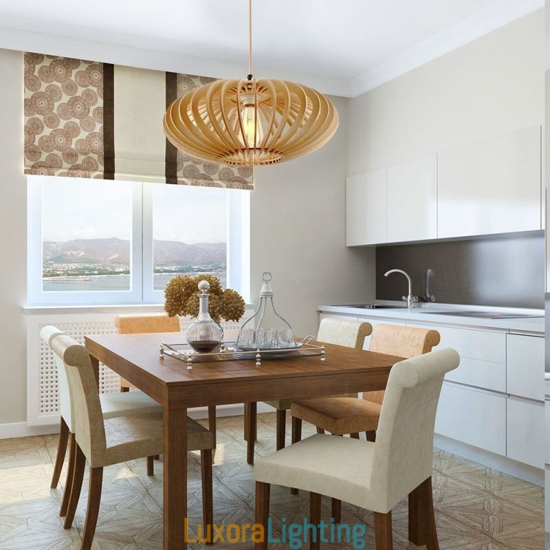 Designer Touch Decorative Log Basswood Ceiling Light 17cm Oval Wooden Lampshade