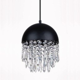 Designer Touch Decorative Crystal Pendant Tassel Ceiling Light Black Pot Lid Lampshade